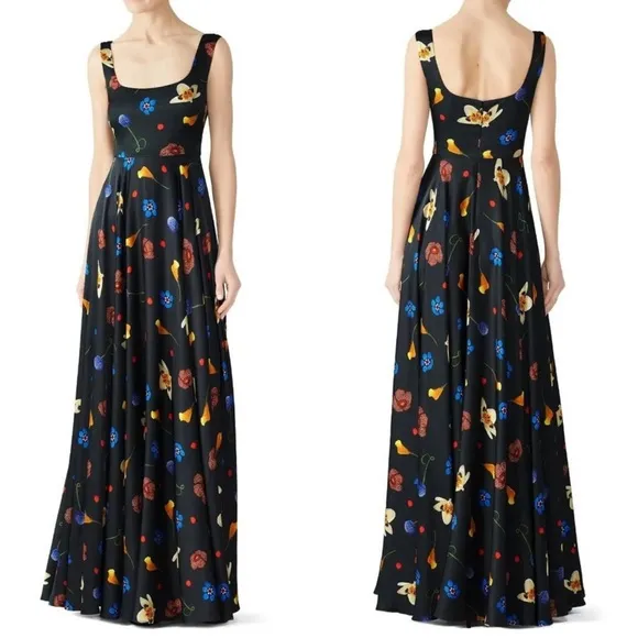 solace london naie gown dress black floral size 6 C3 - Image 2