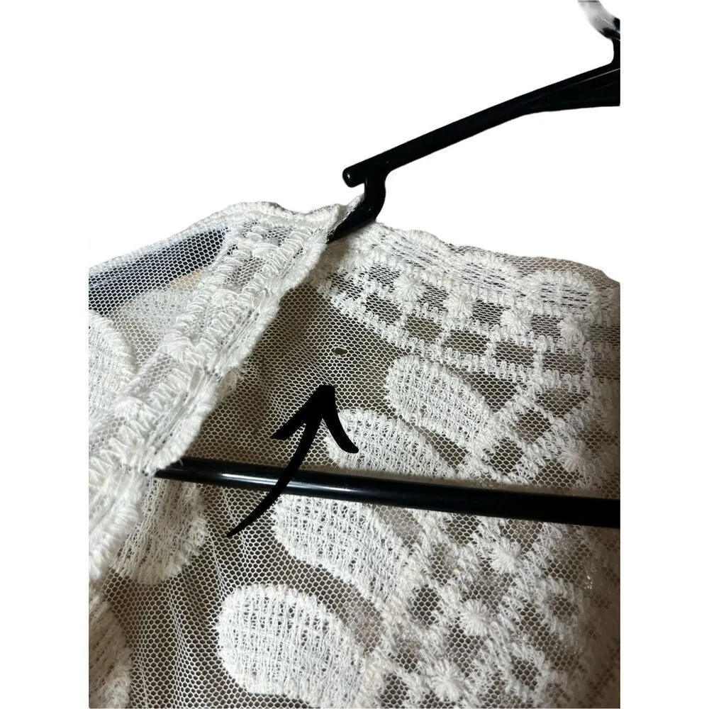 Lace Floral Duster Robe Beach Cover Festival Kimono Boho Cardigan Sheer One Size White Size undefined - Image 7