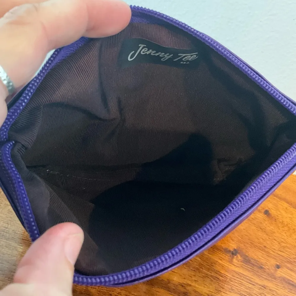 A Rare Studs 90’s Jenny Tee Leather Purple Small Zip Bag Pouch Super Sweet! - Image 4