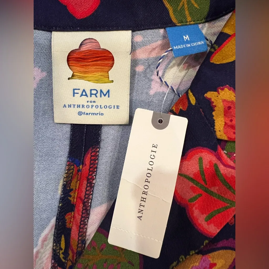 FARM Rio x Anthropologie Long Sleeve Floral Jumpsuit Medium NWT Pockets Belted - Image 7