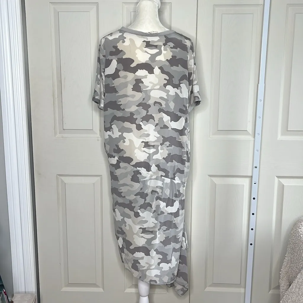 Camouflage Pure Dkny Silk Asymmetrical Tee Short camouflage Dress Sz Small ovrs - Image 6
