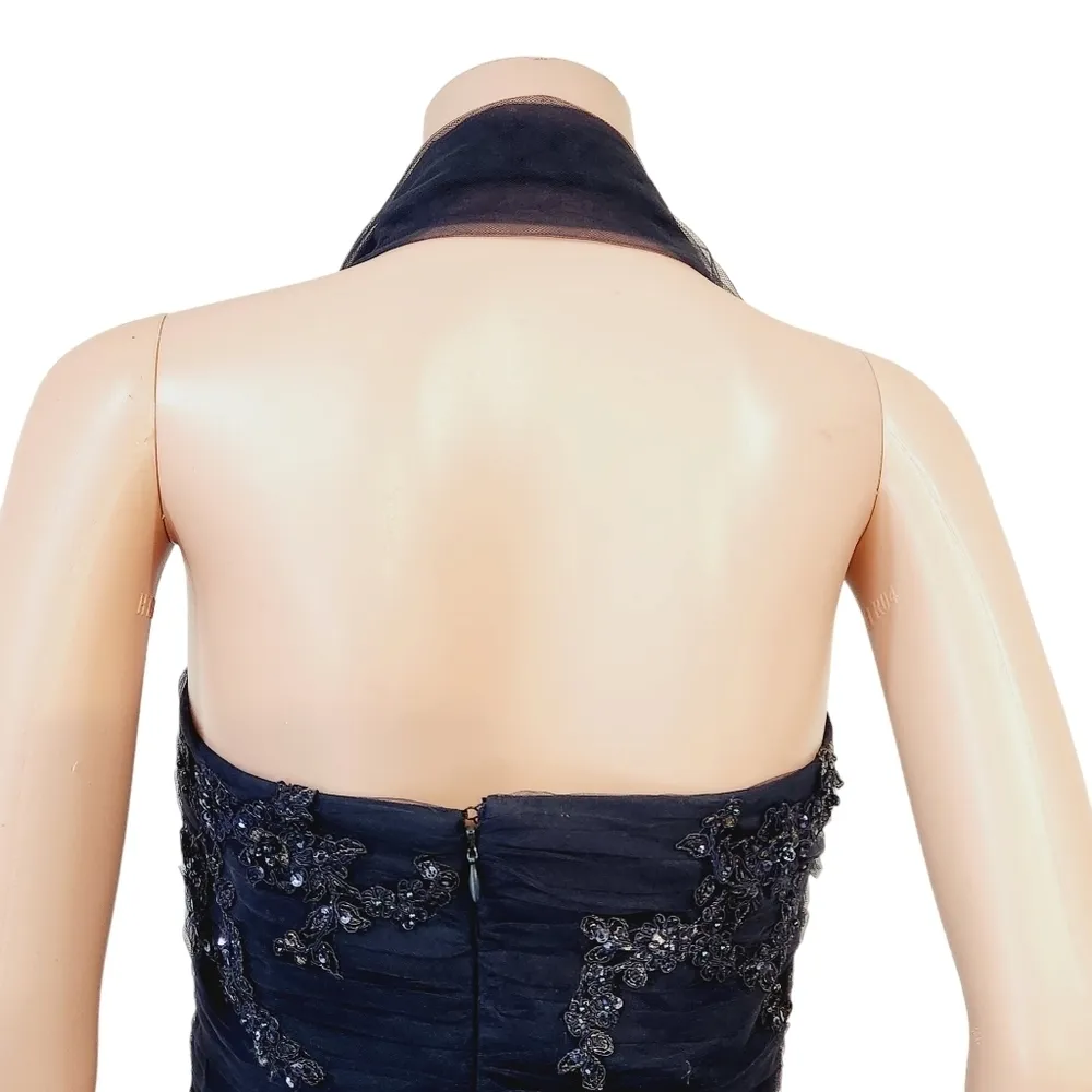 Camille La Vie Blue Beaded Corset Mermaid Formal Gala Dress Size 8 - Image 8