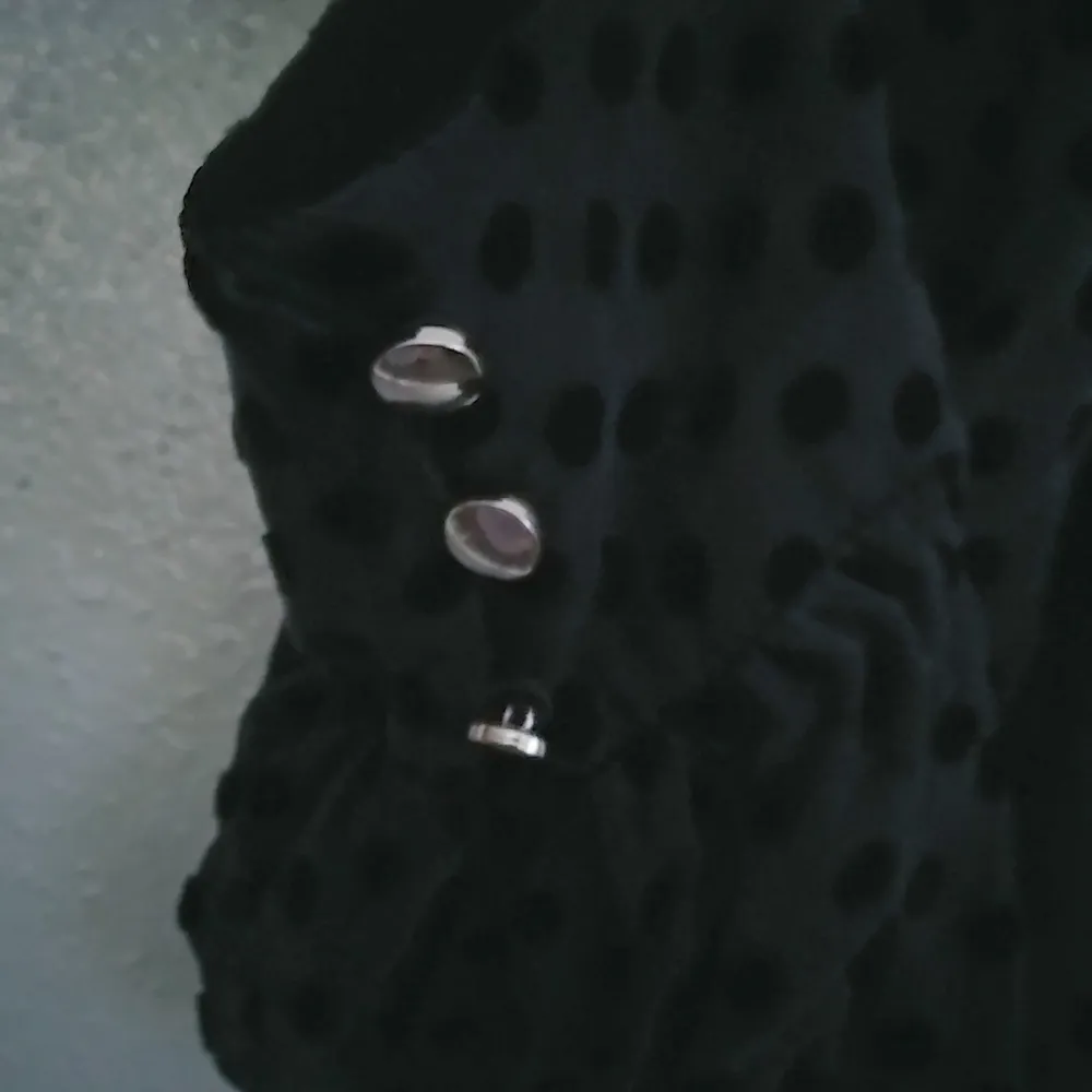 White House Black Market S Swiss Dot Long Sleeved Black Top Funeral - Image 4