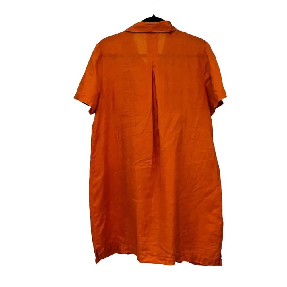 Anthropologie MAEVE Lace Up Linen Dress Burnt Orange, Sz 14 Orange - Image 4