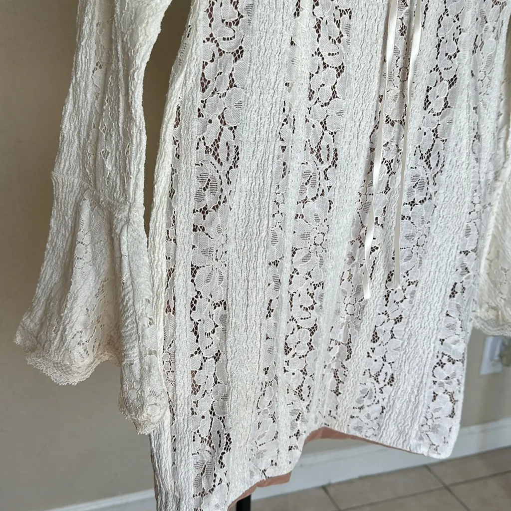 House of CB Sadie Vintage Cream Floral Lace‎ Off Shoulder Mini Dress NWOT size L - Image 11