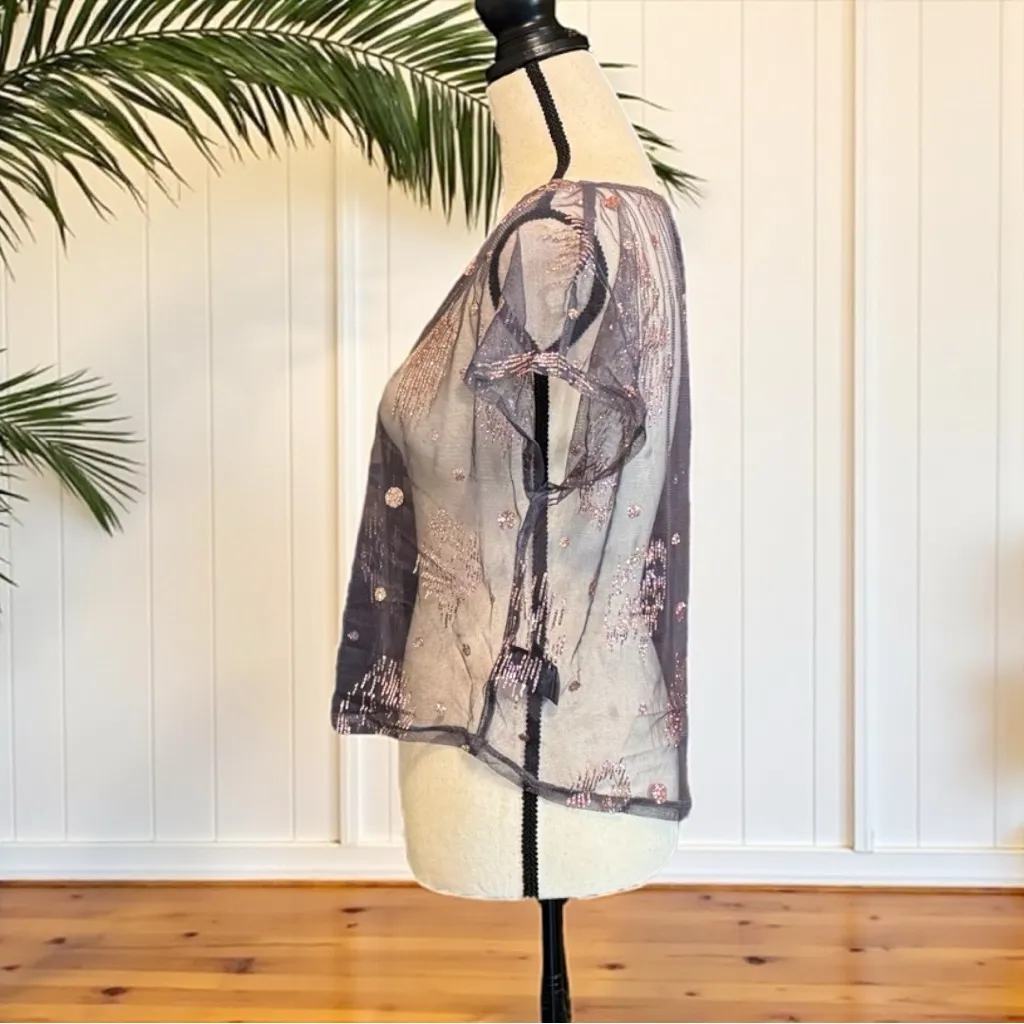 Forever 21 XXI Sheer Glitter Mesh Top - Size Small - Image 4