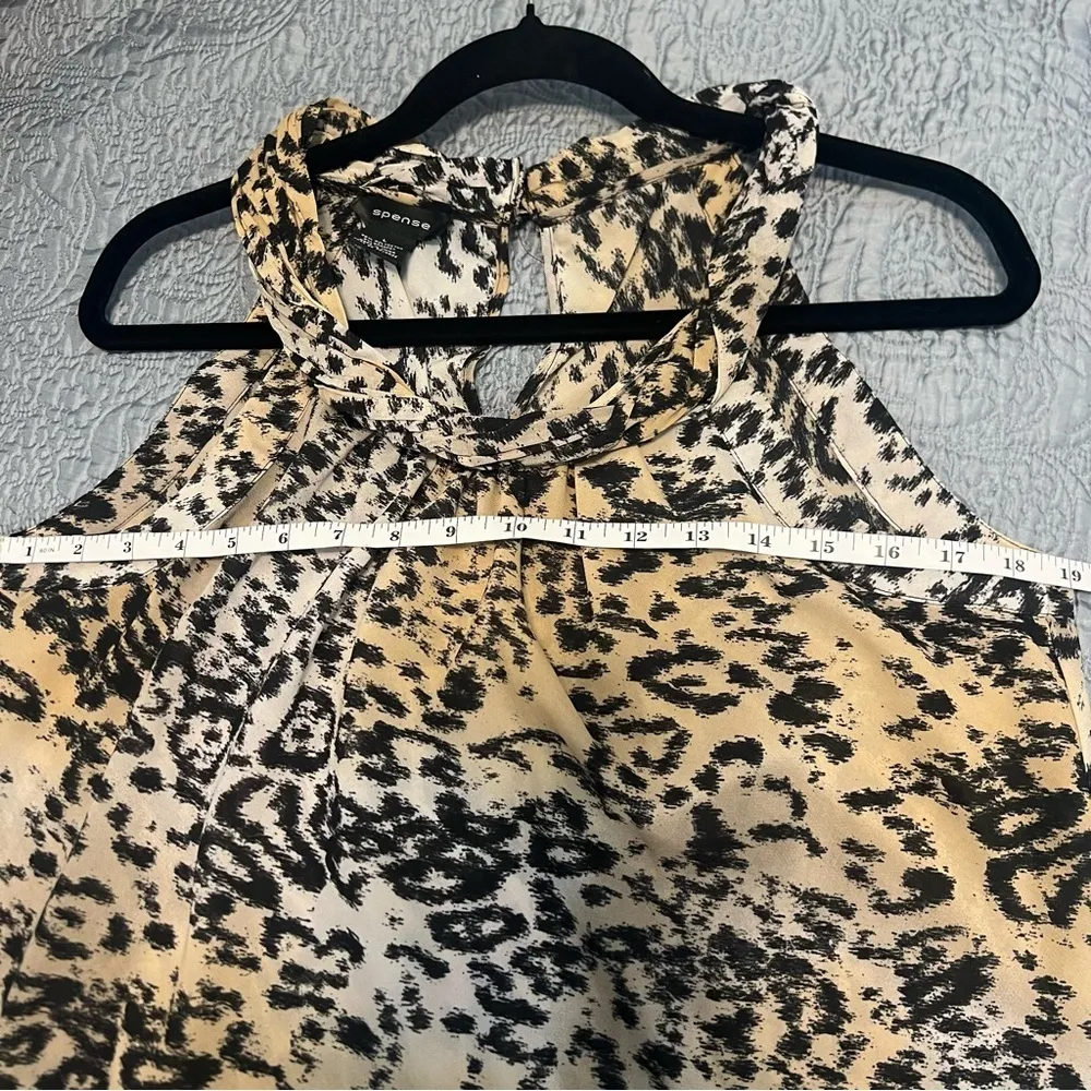 Leopard Trending Tank Top Vintage Spense Size Large Buttoned Neckline at back​​​ Brown - Image 6
