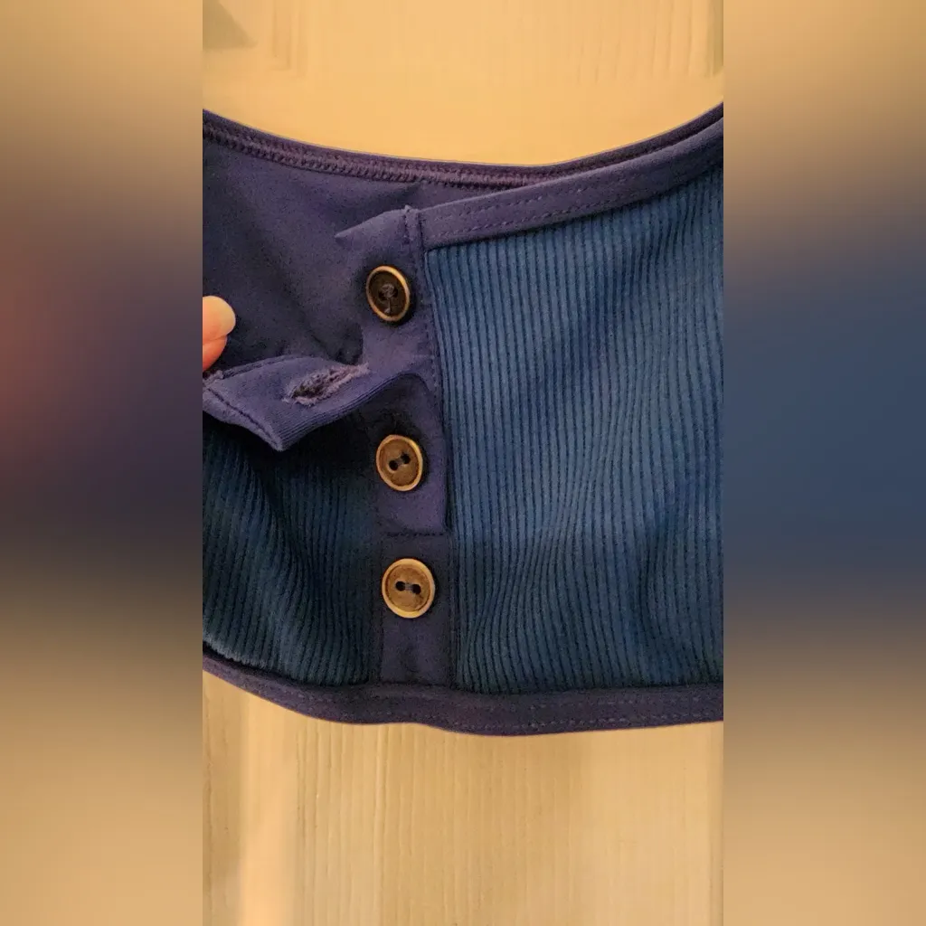 L*Space Robbie Bikini Top Women’s Blue Button-Front Bralette Size XL - Image 8