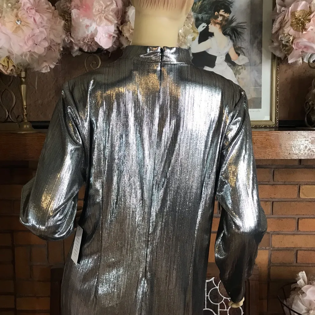 ELOQUII DARK SILVER CUT-OUT SHOULDER MOCK NECK NIGHT OUT SHIFT DRESS NWT (14) - Image 6