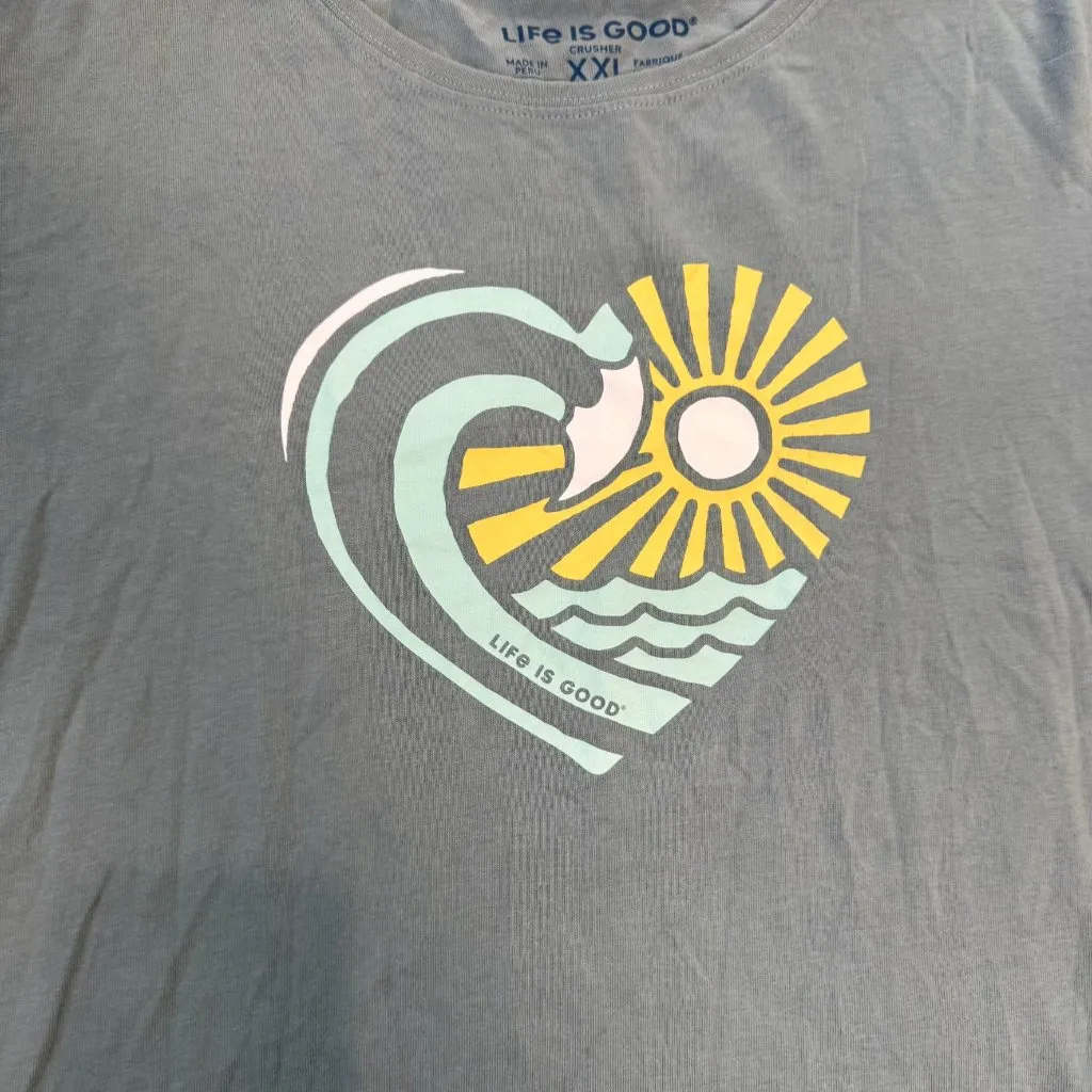 Life Is Good blue wave crusher tee short sleeve crewneck womens XXL E13 - Image 2