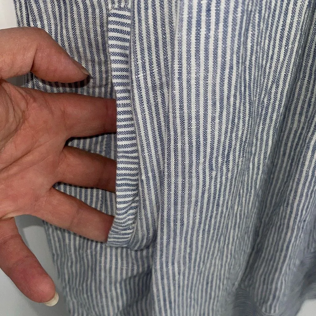 Faherty Isha Dress Blue Mini‎ Stripe Linen Small - Image 8