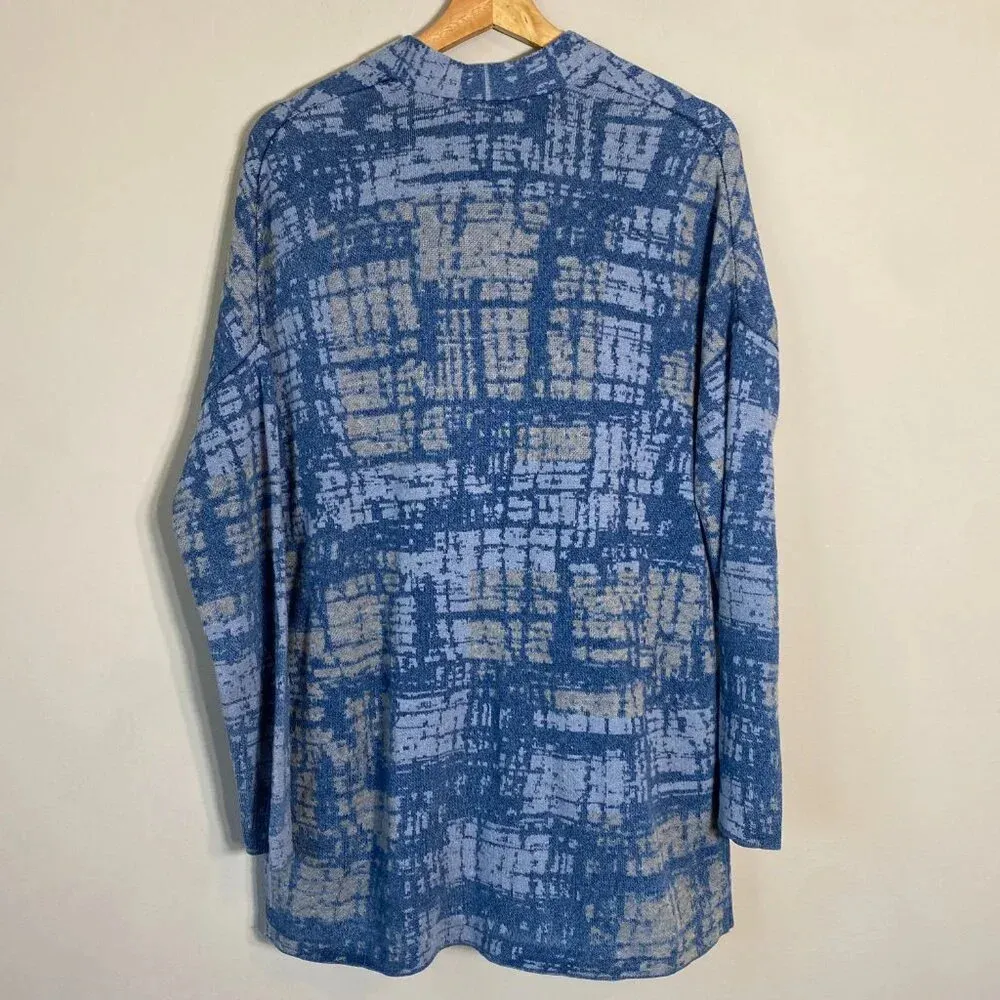NWOT J. Jill Pure Jill Indigo Abstract Knit Cardigan Sweater Womens XS Blue Cozy - Image 11