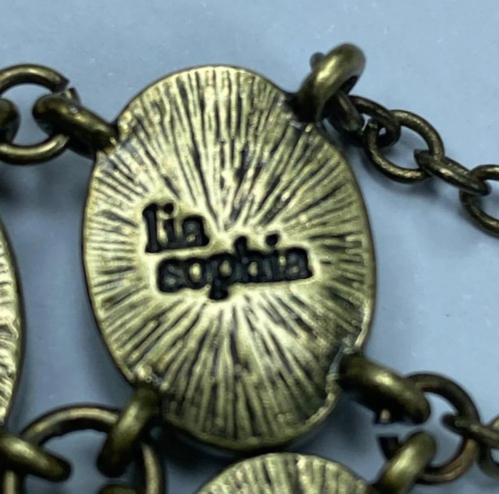 Lia Sophia Bracelet Double Strand of Faceted Amber Brown Gold Colors Adjustable - Image 2