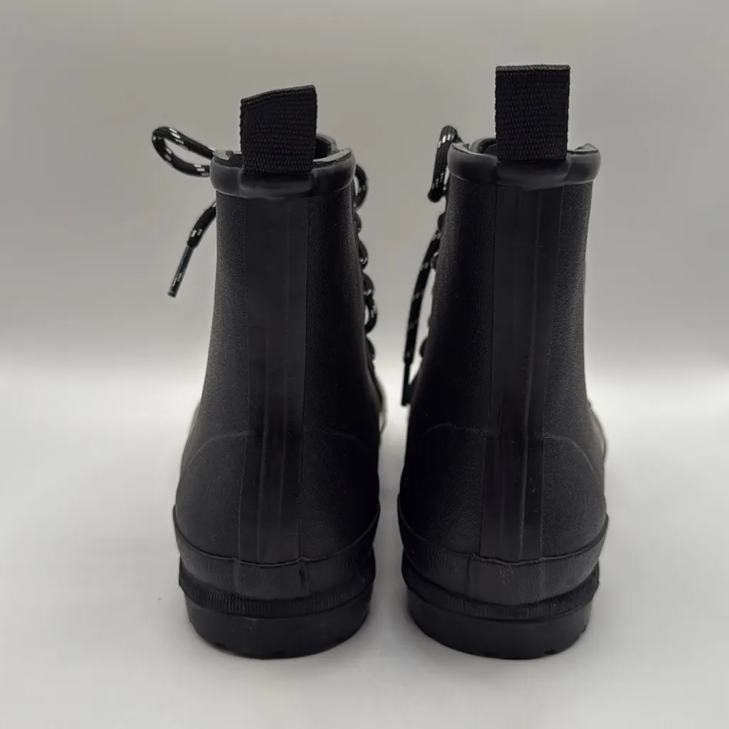 Madewell‎ The Lace Up Lugsole Rain Boot in Black Size 8 - Image 5