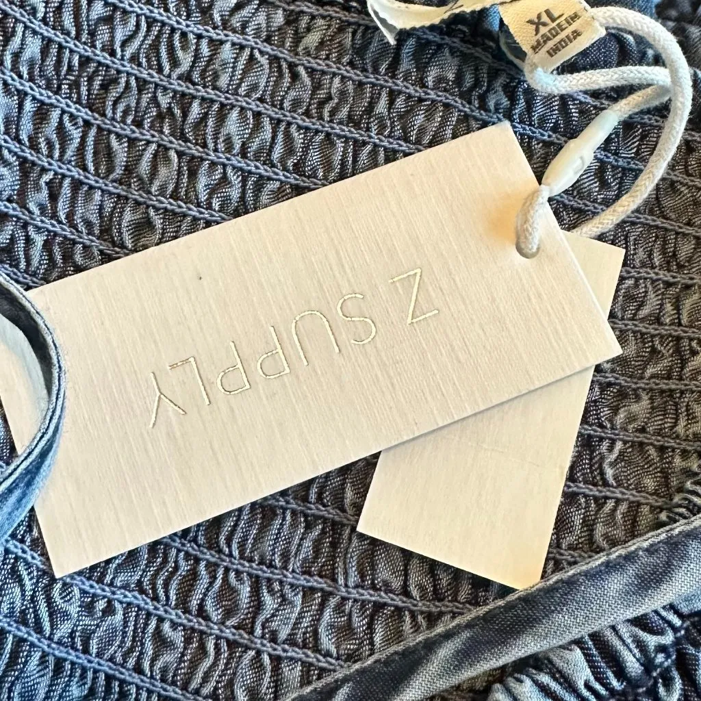 Z Supply Balos Denim Chambray Maxi Dress Smocked Tiered Size XL Women's NWT - Image 11