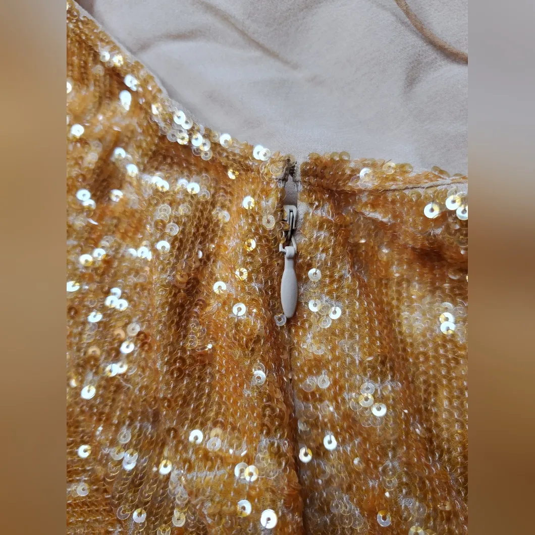 J.Crew Collection Amber Gold Sequin Silk Camisole Top Size 8 - Image 6