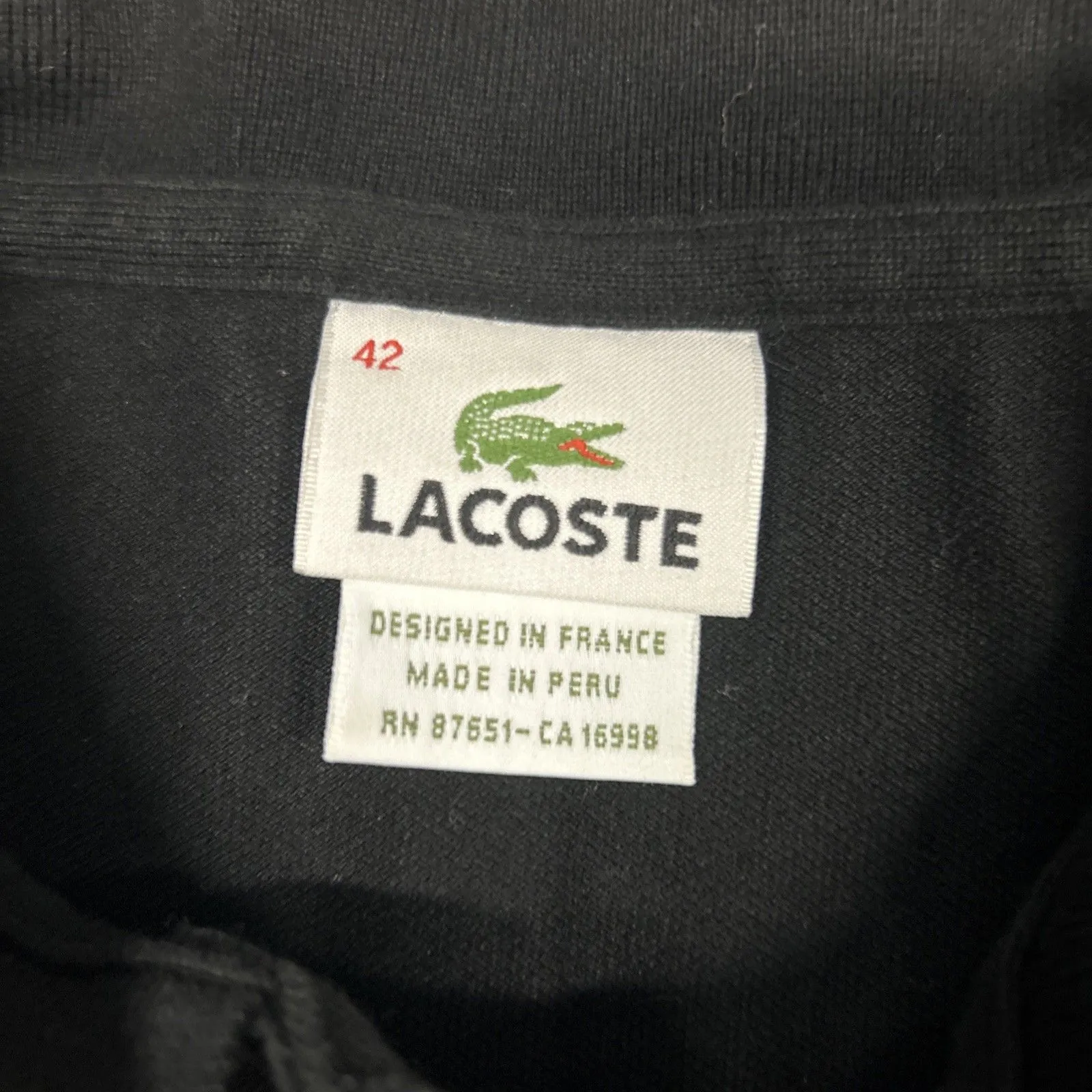 Lacoste Polo Shirt Womens 42 Large Black Slim Fit Short Sleeve Cotton Stretch - Image 2