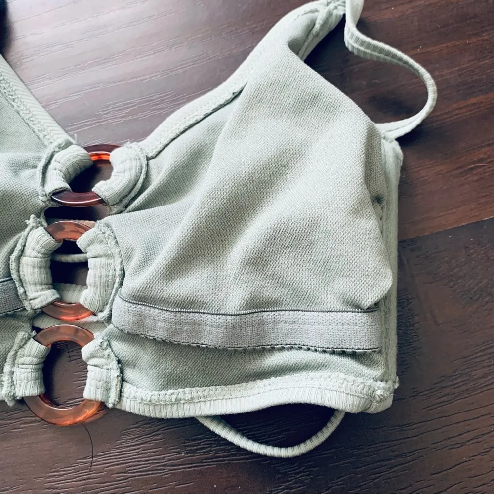 Xhilaration Women's Green Ribbed Strappy Back Bralette Bikini Swim Top | Size: S - Image 6