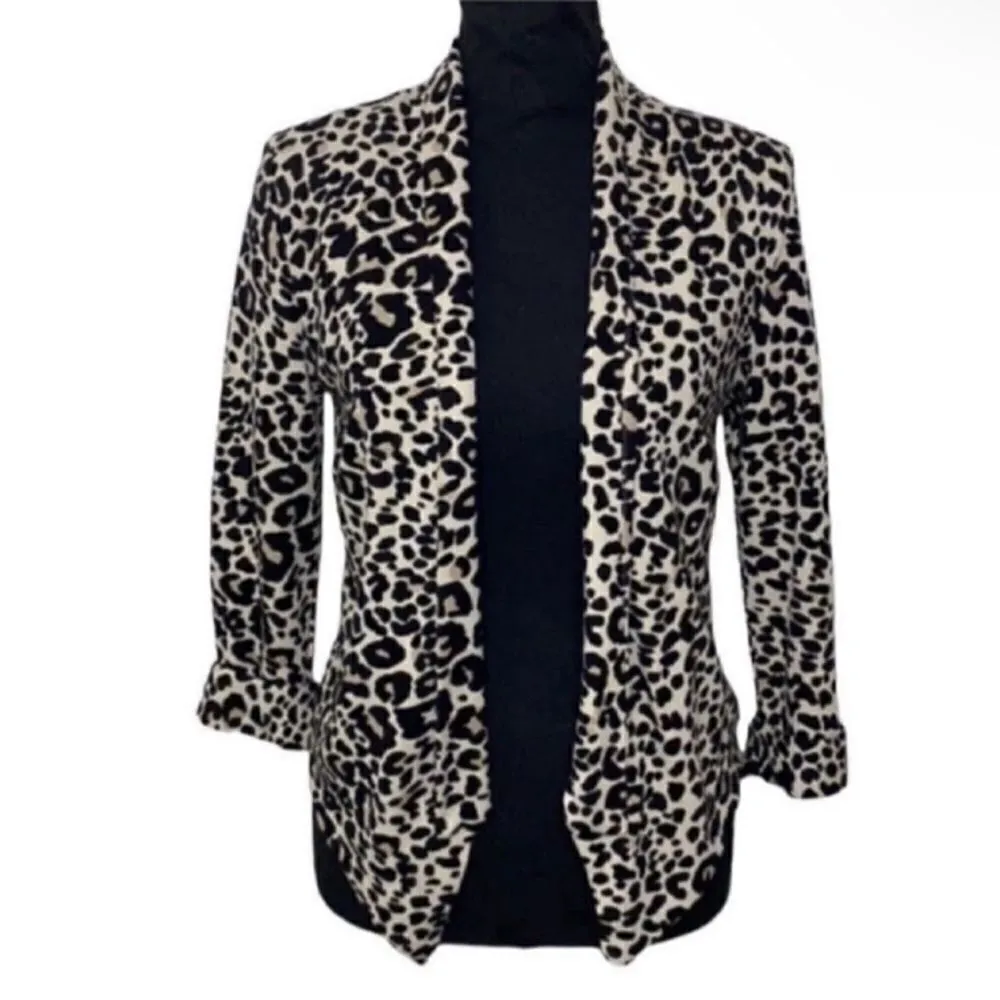 H&M Leopard Print Open Front Blazer (Size XS) - Image 3