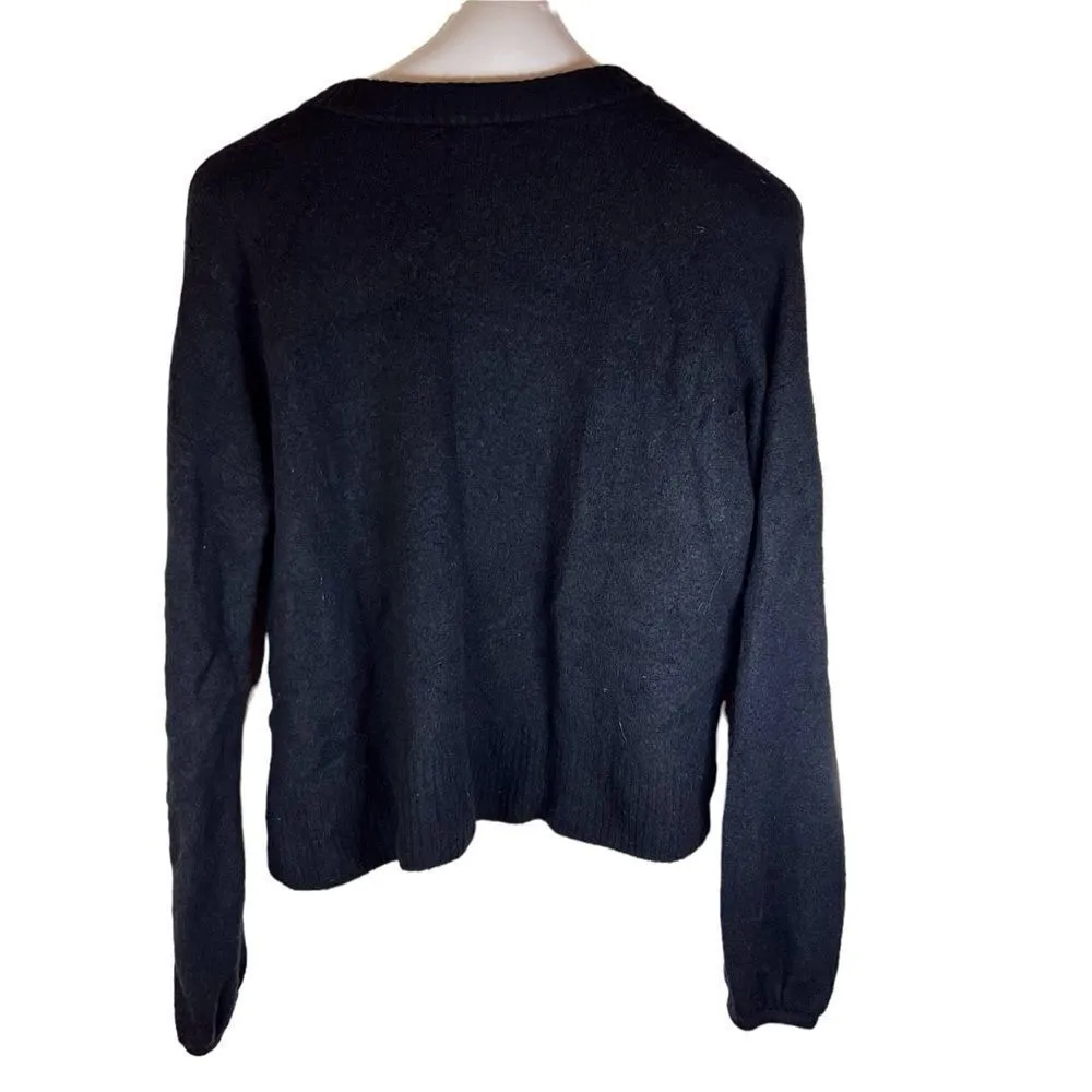 Madewell Alpaca Womens Wool Crew Neck Sweater Black Size‎ Large Pull Over Career - Image 2
