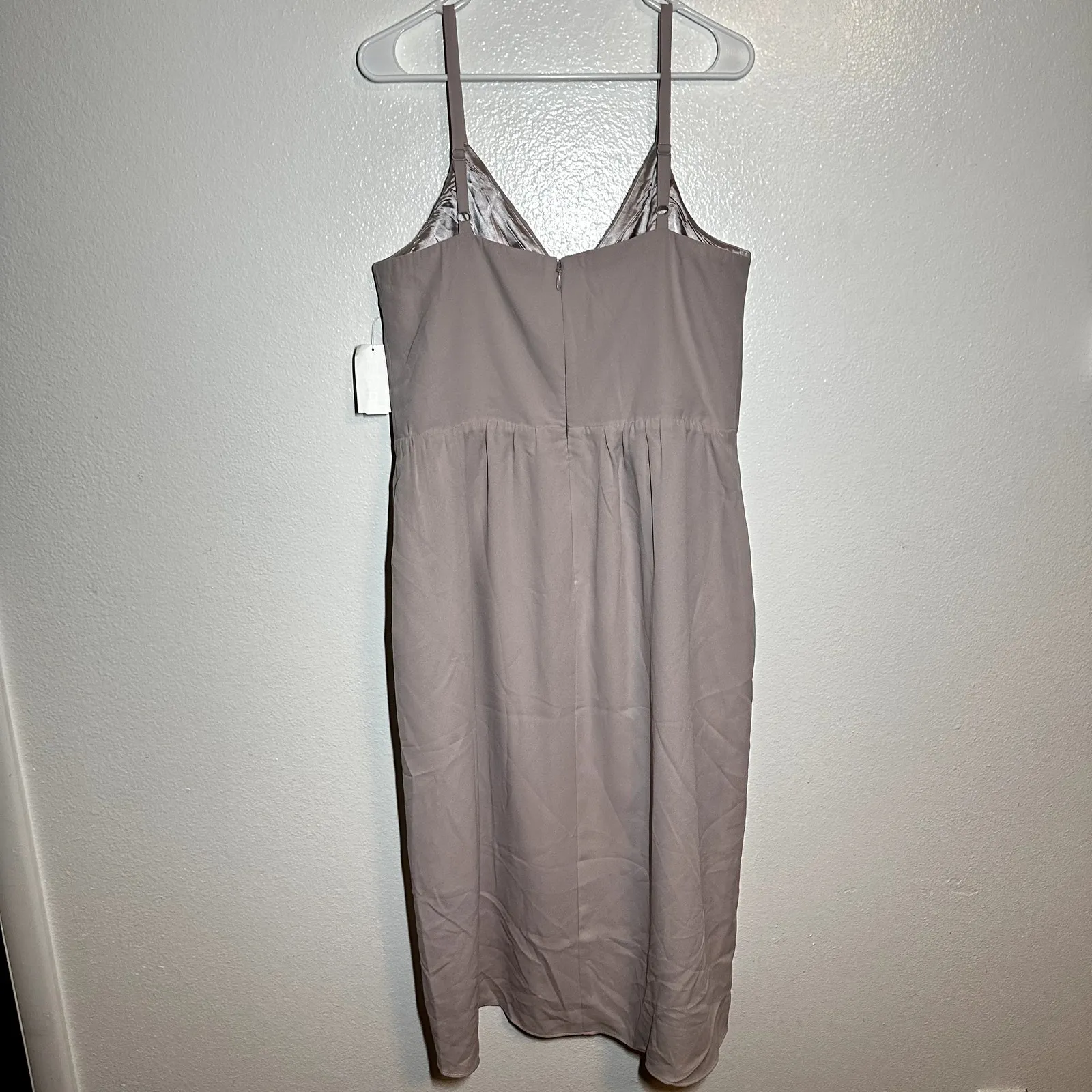 City Chic Midi Dress Tulip Faux Wrap V-Neck Adjustable Strap Blush S/16 NWT - Image 6