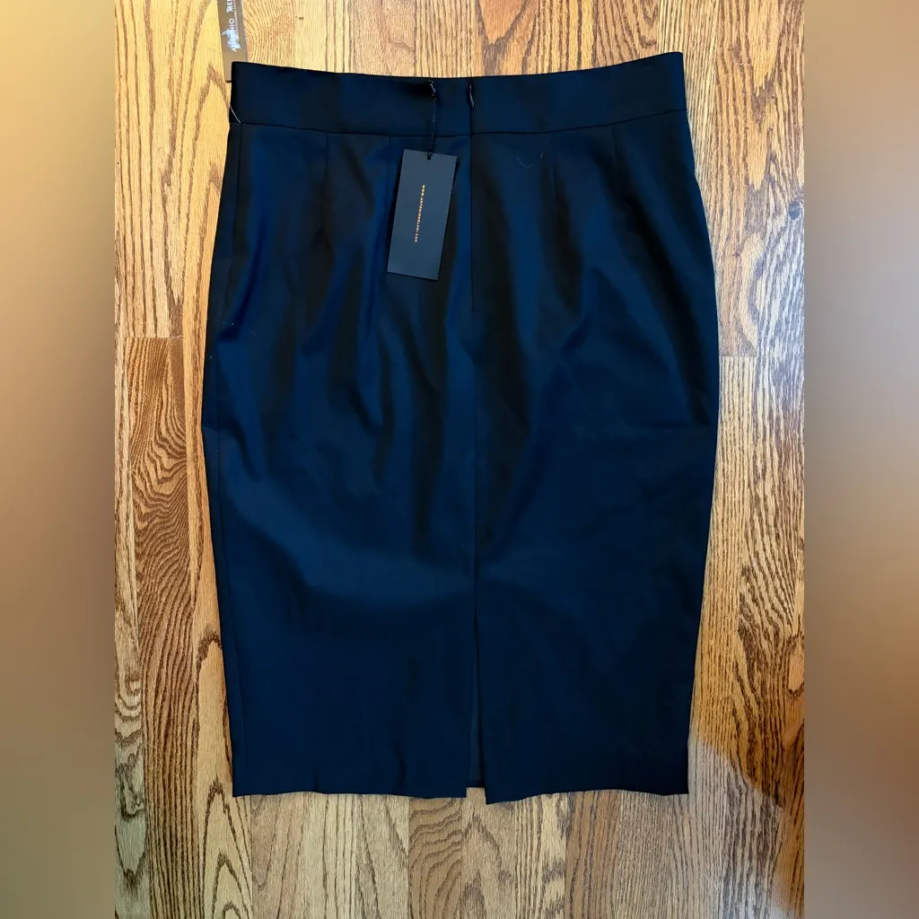 Antonio Melani Italian Loro Piana Luxe Wool Pencil Skirt Black Size 12 NWT - Image 5