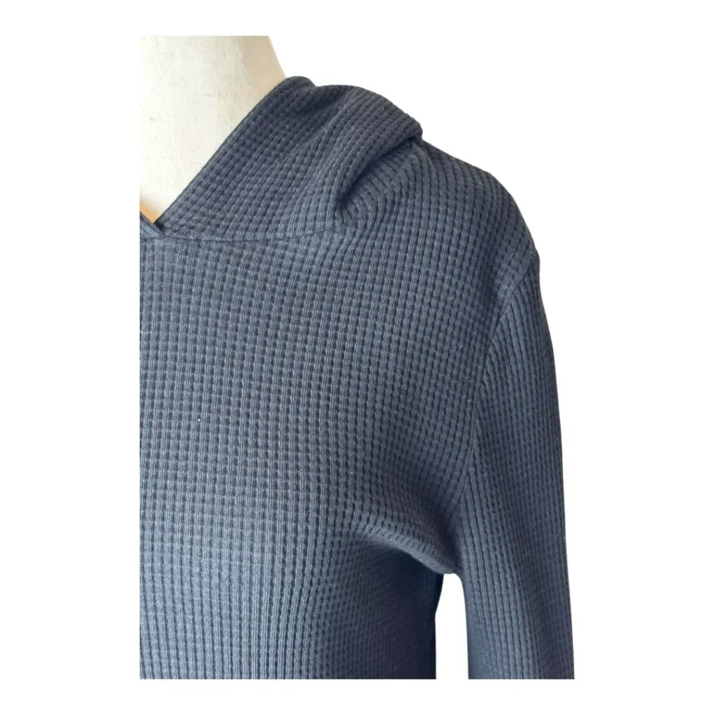 Cotton Citizen‎ Dress Women Small Black Waffle Knit Monaco Thermal Hoodie Mini - Image 7