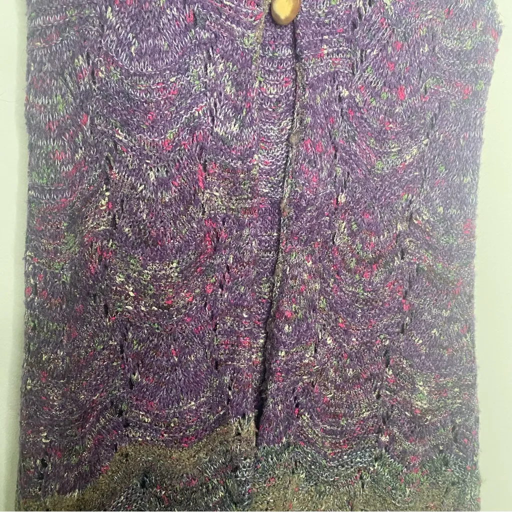 Coldwater Creek Sleeveless Wool Blend Long Crochet Cardigan Sweater M - Image 7