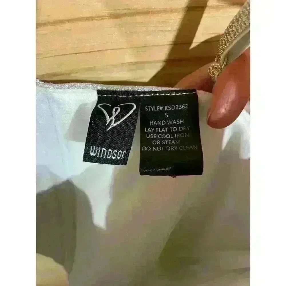 Windsor Glitzy Mood Silver Glitter Corset Top, size small - Image 6