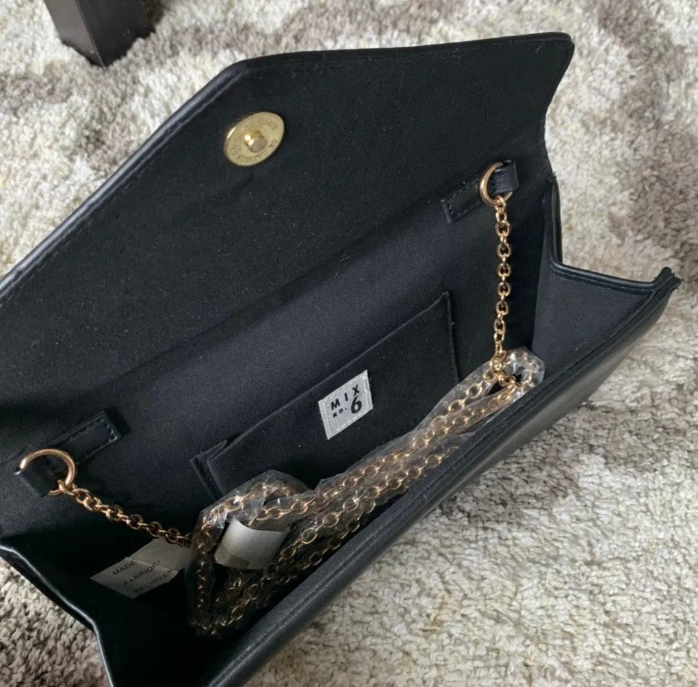 Black Quilted Stud Envelope Clutch Crossbody - Image 2