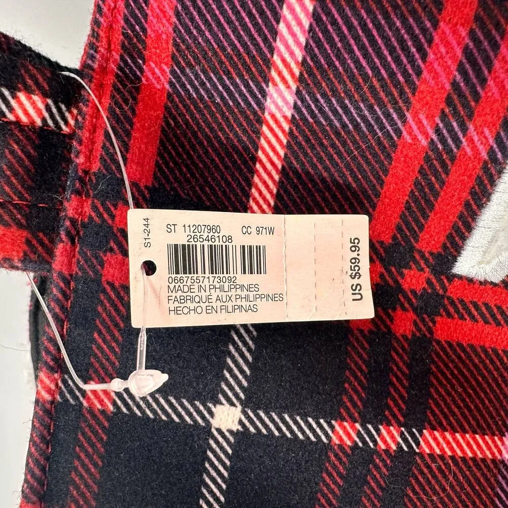 Victoria's Secret VS Holiday Plaid Fleece-Trim Tote Bag New with tags - Image 4