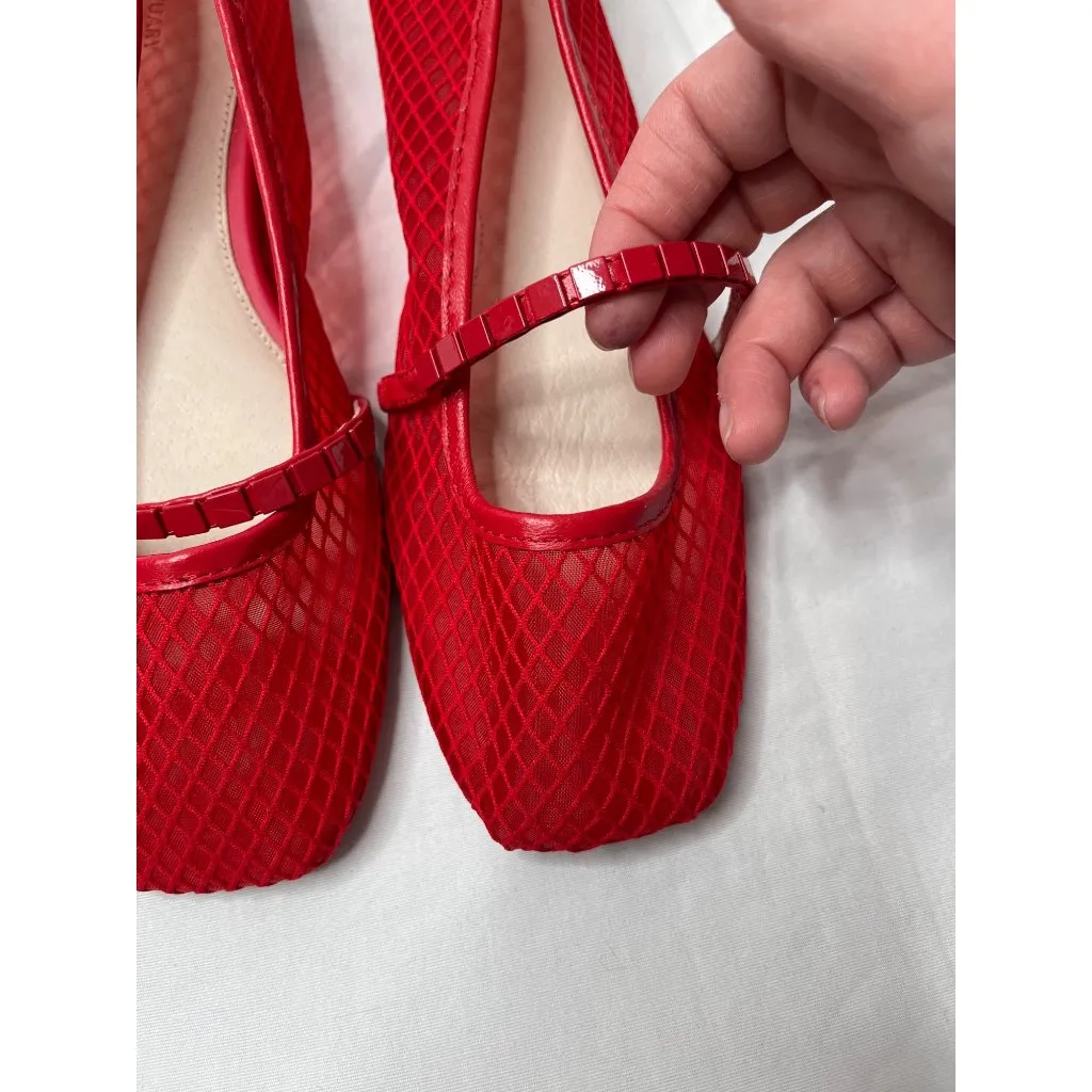 Sanctuary Womens Chic Red Mesh Square Toe Mary Jane Ballet Flats Size 9.5 M - Image 3