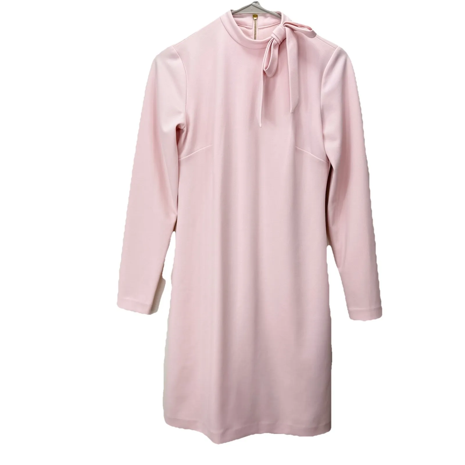 Calvin Klein Blush Pink Bow Neck Long Sleeve Stretch Crepe Sheath‎ Dress Size 2 - Image 7