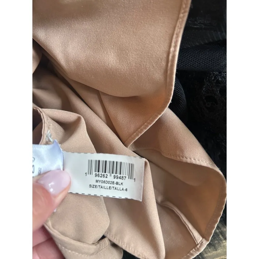 BCBGMAXAZRIA Sequin Lace & Pleated Iba Tulle Black Womens Size 6 - Image 13