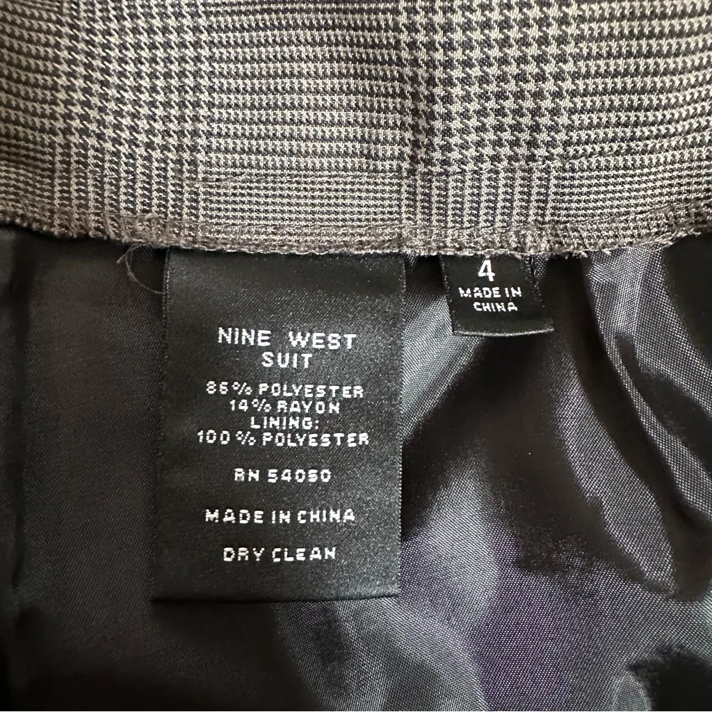 Nine West Black Houndstooth Tan Plaid Trouser Suit Pants - Image 8