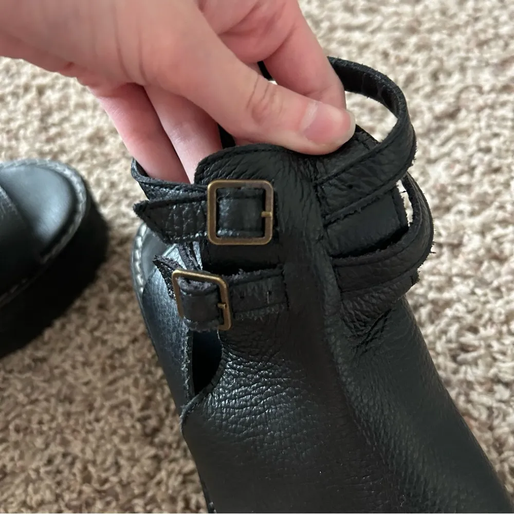 Free People Hallie Platform Open Toe Strappy Leather Sandals in Black Sze 36 5.5 - Image 10