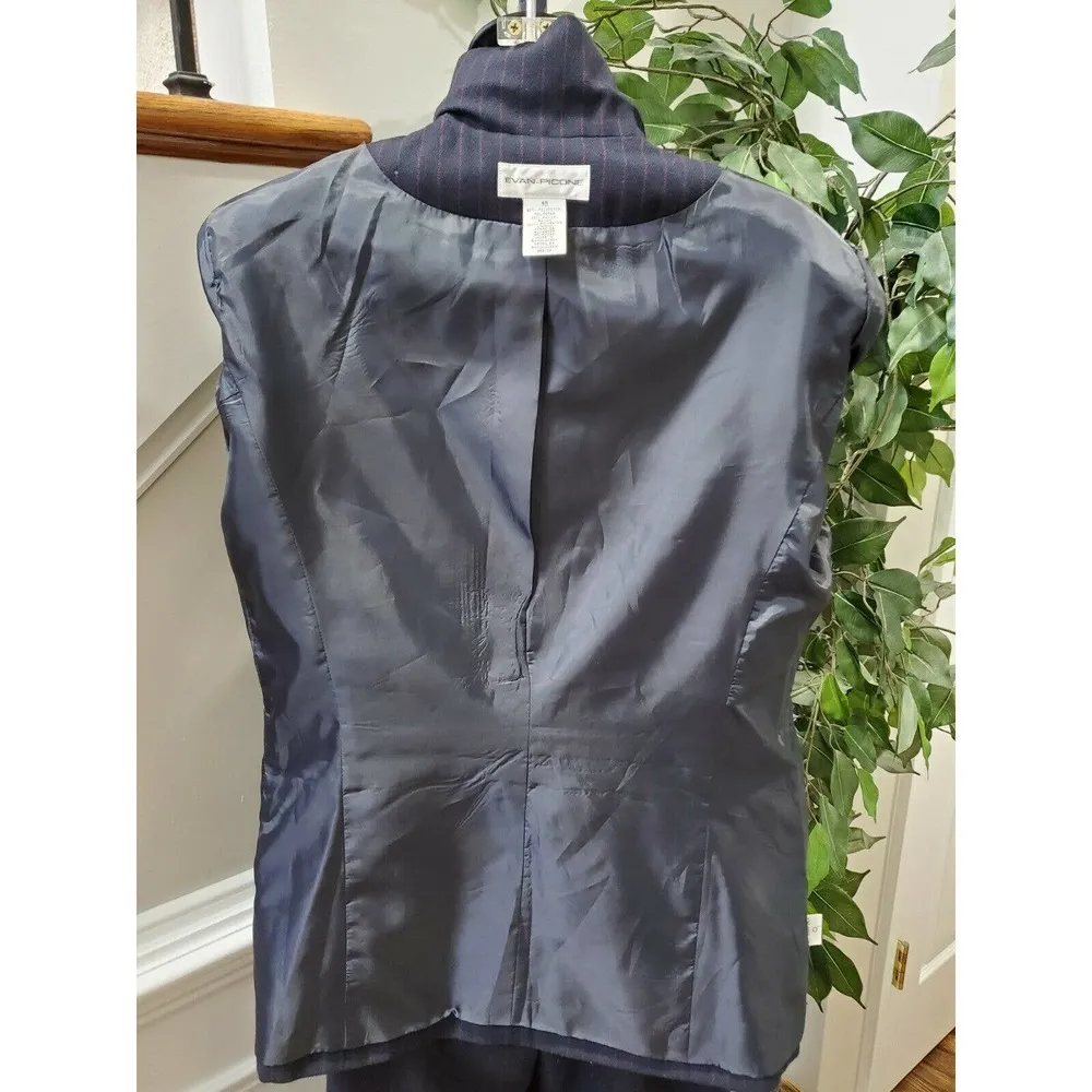 Evan Picone Women Black Lined Polyester Long Sleeve Blazer & Pant 2Piece Suit 10 - Image 7