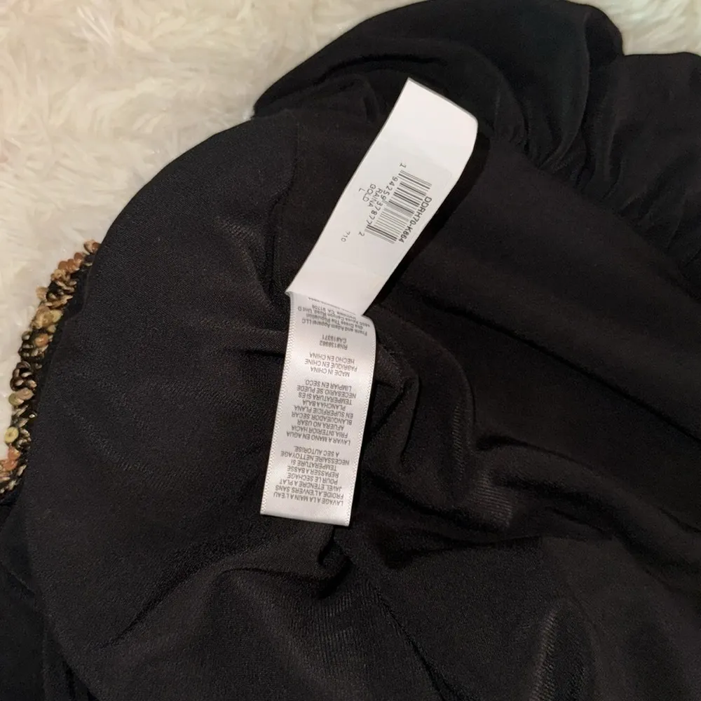 NWOT DRESS THE POPULATION Gold Raina Sleeveless Sequin Mini Dress sz L - Image 6