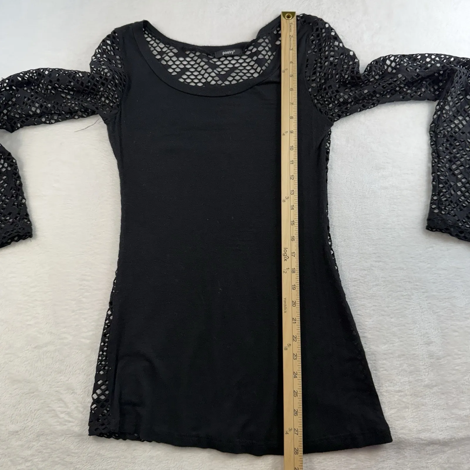 Vintage S Small Y2K Top Whimsigoth Babydoll Sheer Mesh Fairy Grunge Black Punk - Image 7