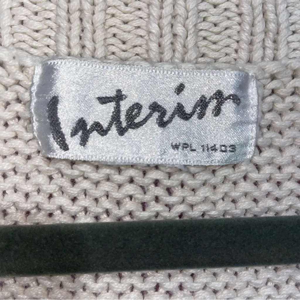Vtg Interior Textured Fisherman Knit Cardigan Sweater Women L Cottage Coastal White Size L - Image 4