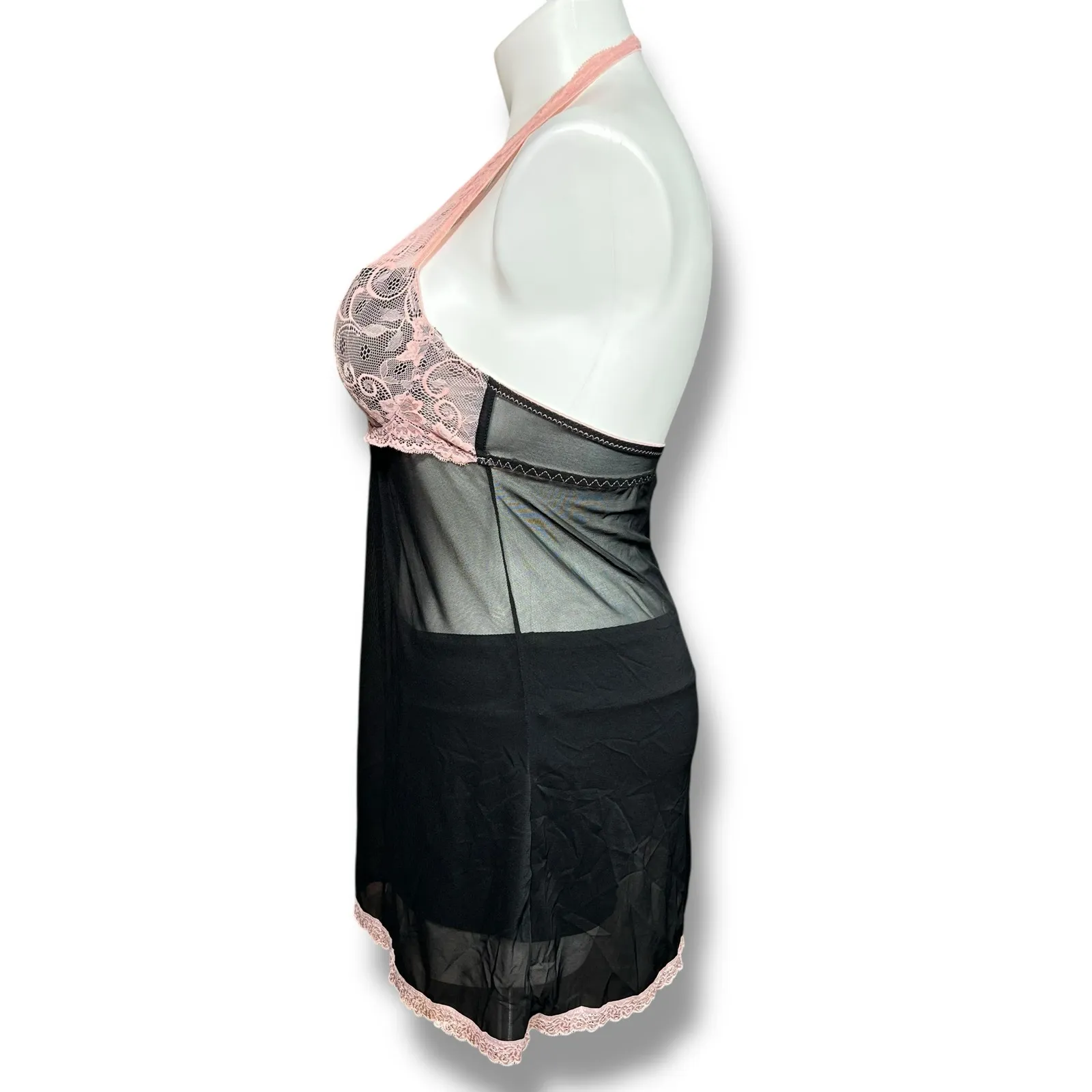 Marilyn Monroe Womens Negligee Lingerie Nightie Chemise Underwire Black Pink XL - Image 6