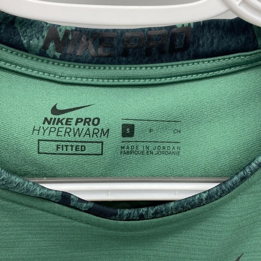 Nike Pro HyperWarm Long Sleeve Running Shirt Green Camo - Image 5