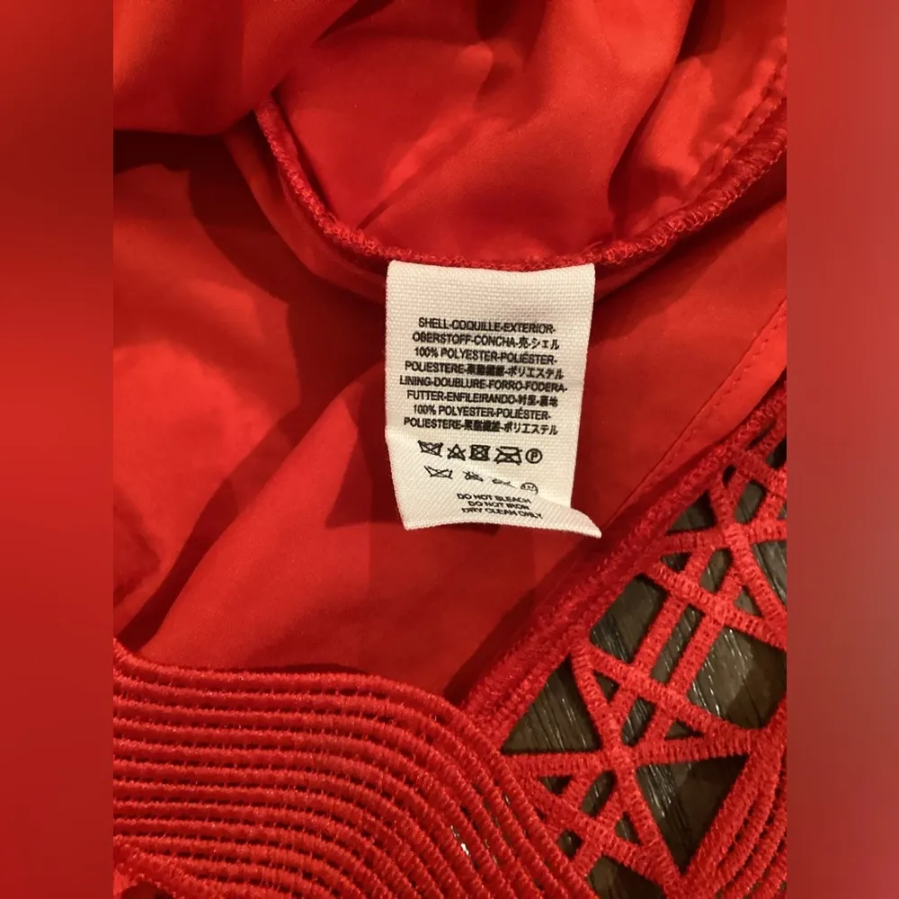 Free People x  Mariah red lace crochet off shoulder fitted Midi Dress xs - Image 3