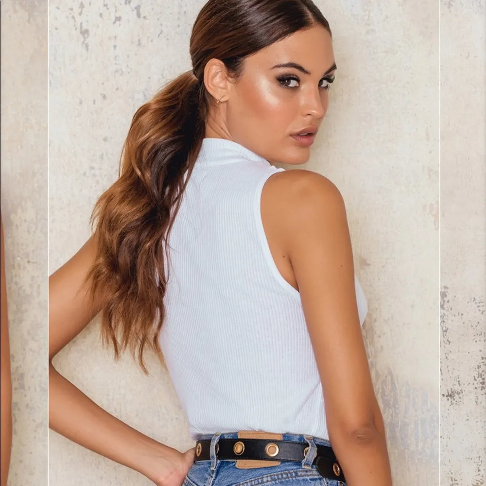 NA-KD RIB JERSEY TANK TOP WHITE - Image 2