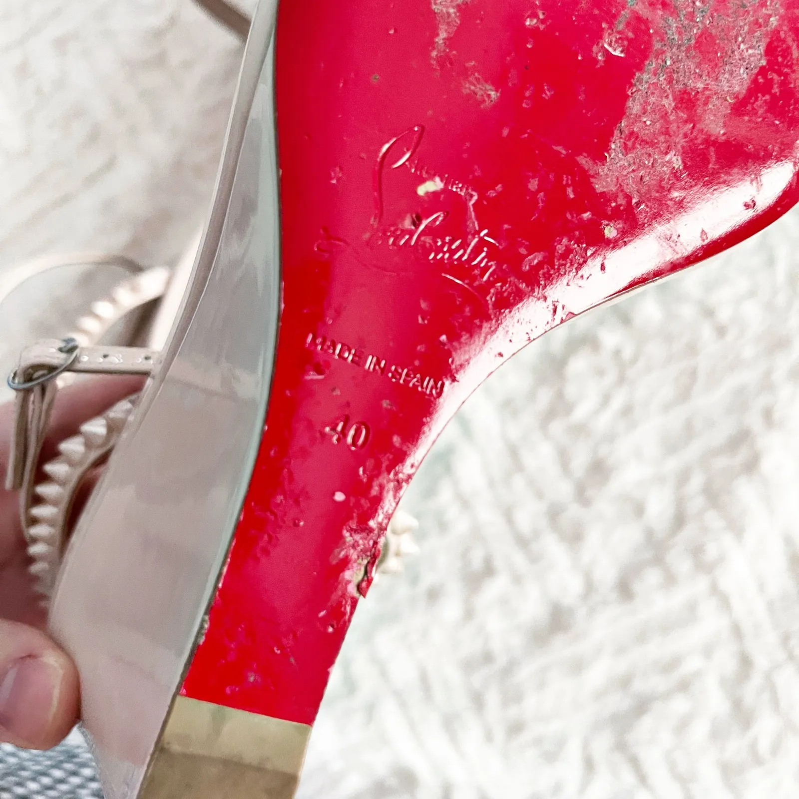 Christian Louboutin So Me Wedge 85 in Patent Leche - Image 10