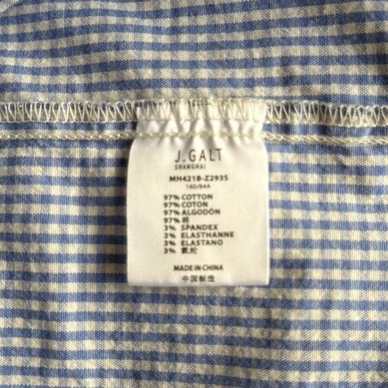 Blue White Gingham Crop Top Size S Spaghetti Strap Heart Neck Tie Back Y2K Cute - Image 4