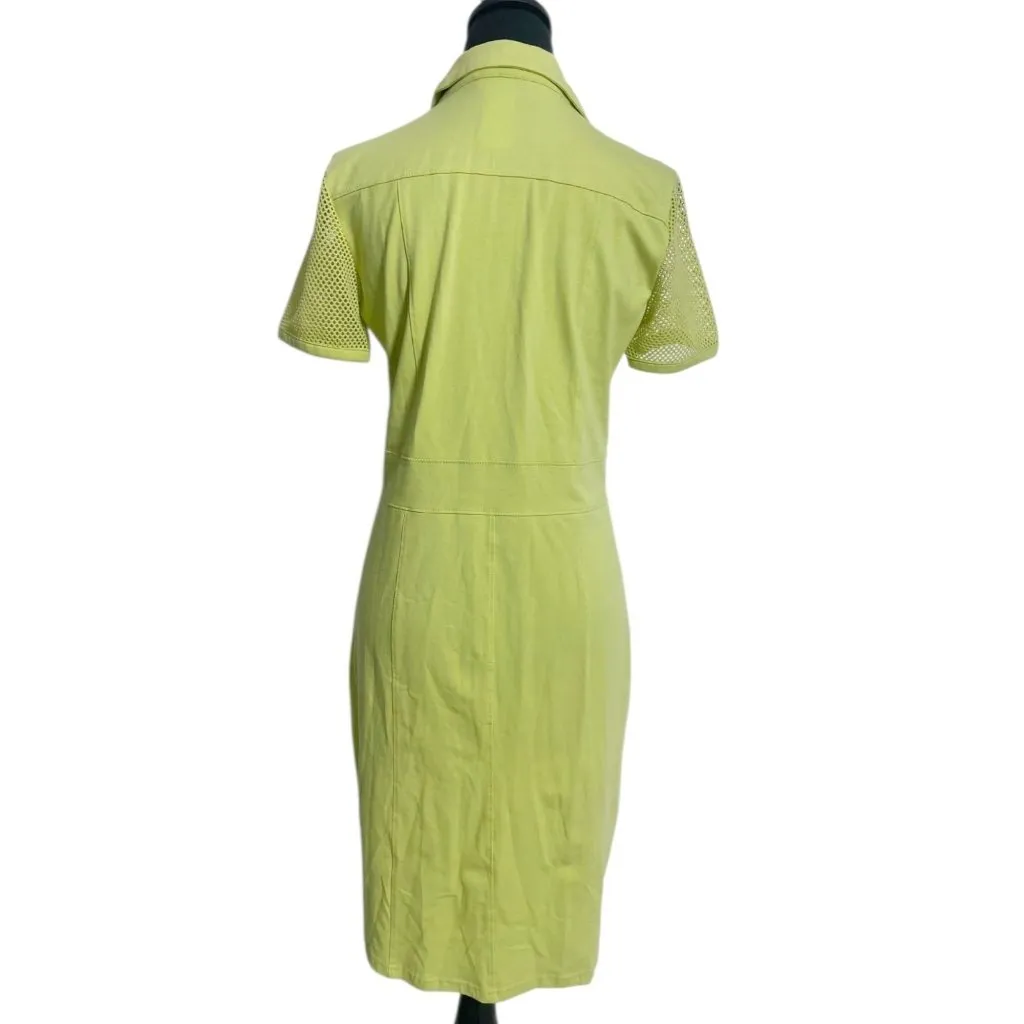Dolcezza Size Shirt Small Dress Green Yellow Short Sleeve Button Down Collared - Image 5