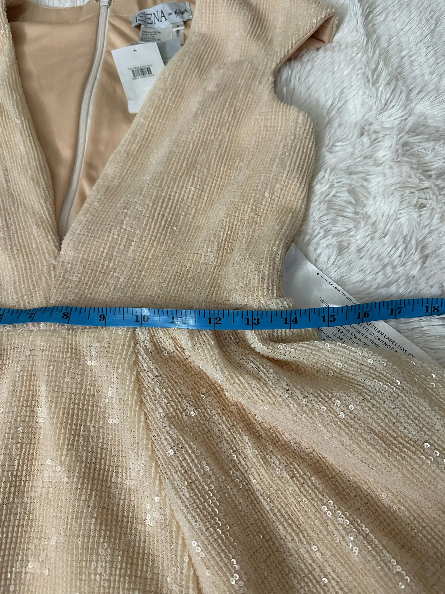 Sequined Cap Sleeved Fit & Flare Mini Dress In Porcelain - Image 10