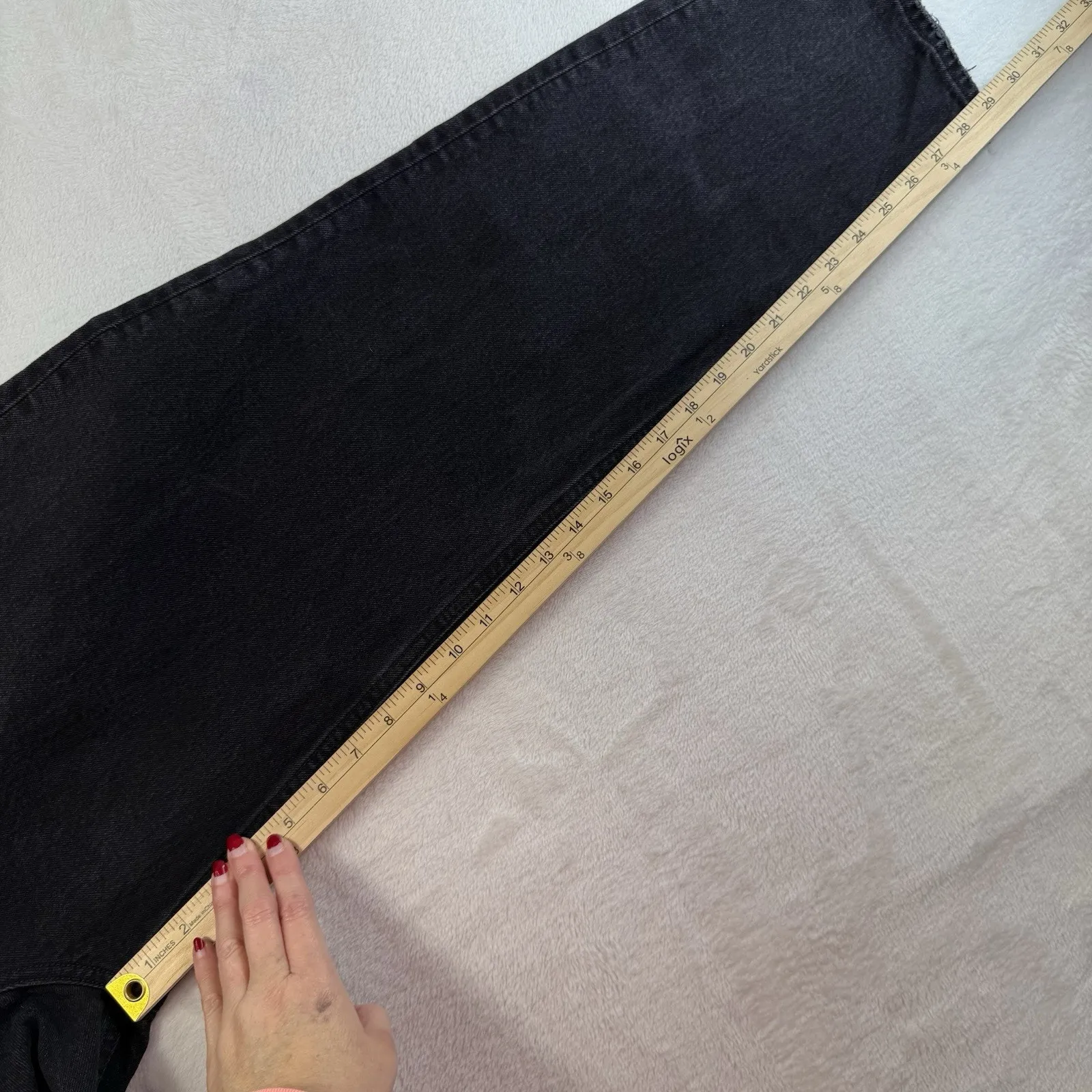 Abercrombie Fitch 29 8 Curve Love High Rise Dad Jeans Asymmetrical Waist Black - Image 16