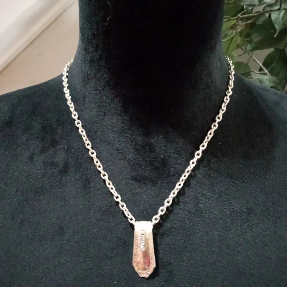 Womens Fashion Rhinestones Charm Chunky Gold Tone Bar Pendant Teardrop Necklace - Image 2